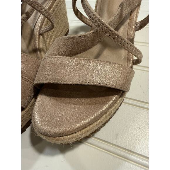 Eileen Fisher Wanda Metallic Suede Espadrille in Light Gold Size 6.5 - Picture 5 of 11